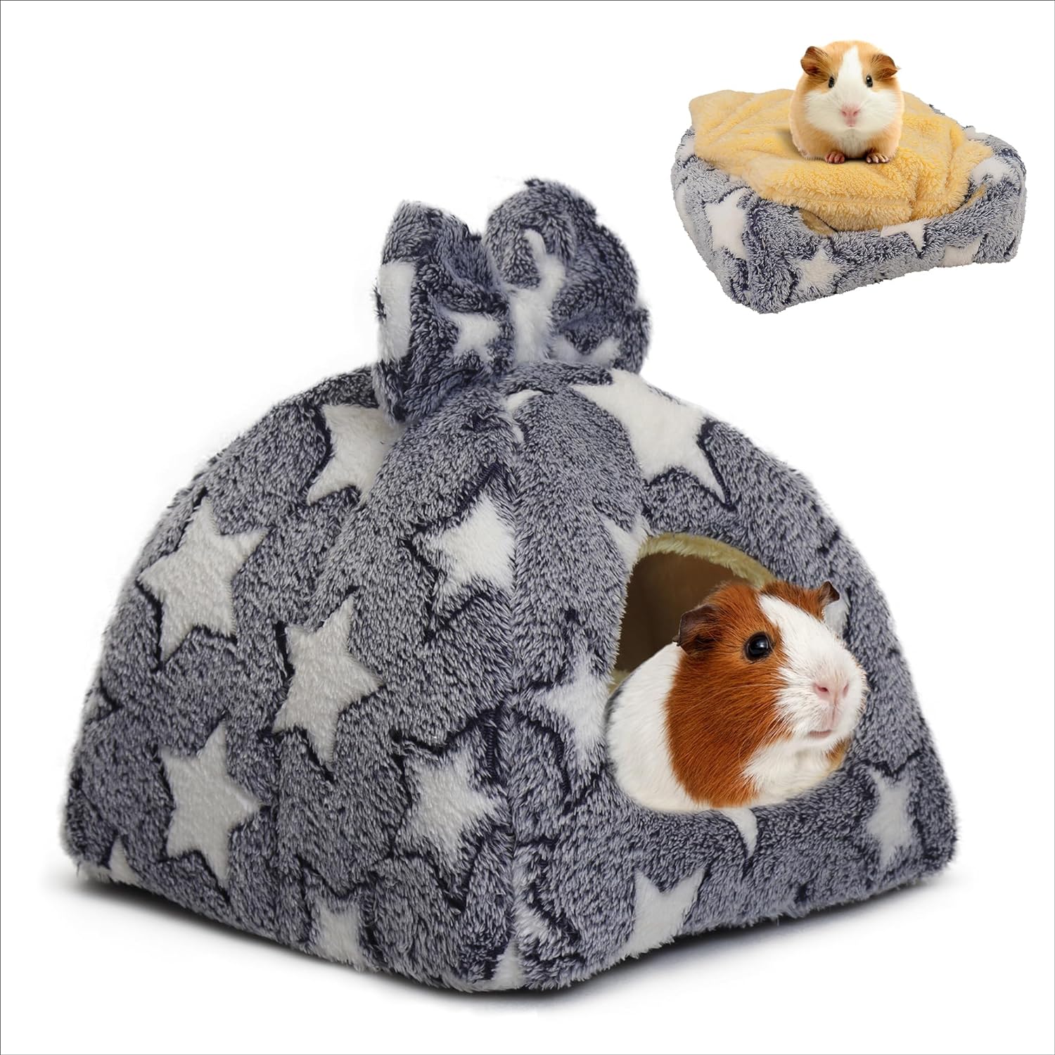 Mygeromon Cuddly Sack Guinea Pig Cave Washable Rabbit Cuddly Cave Cuddly Winter Cosy Small Animal Beds for Dwarf Rabbits / Chinchilla / Hamsters (Stars)