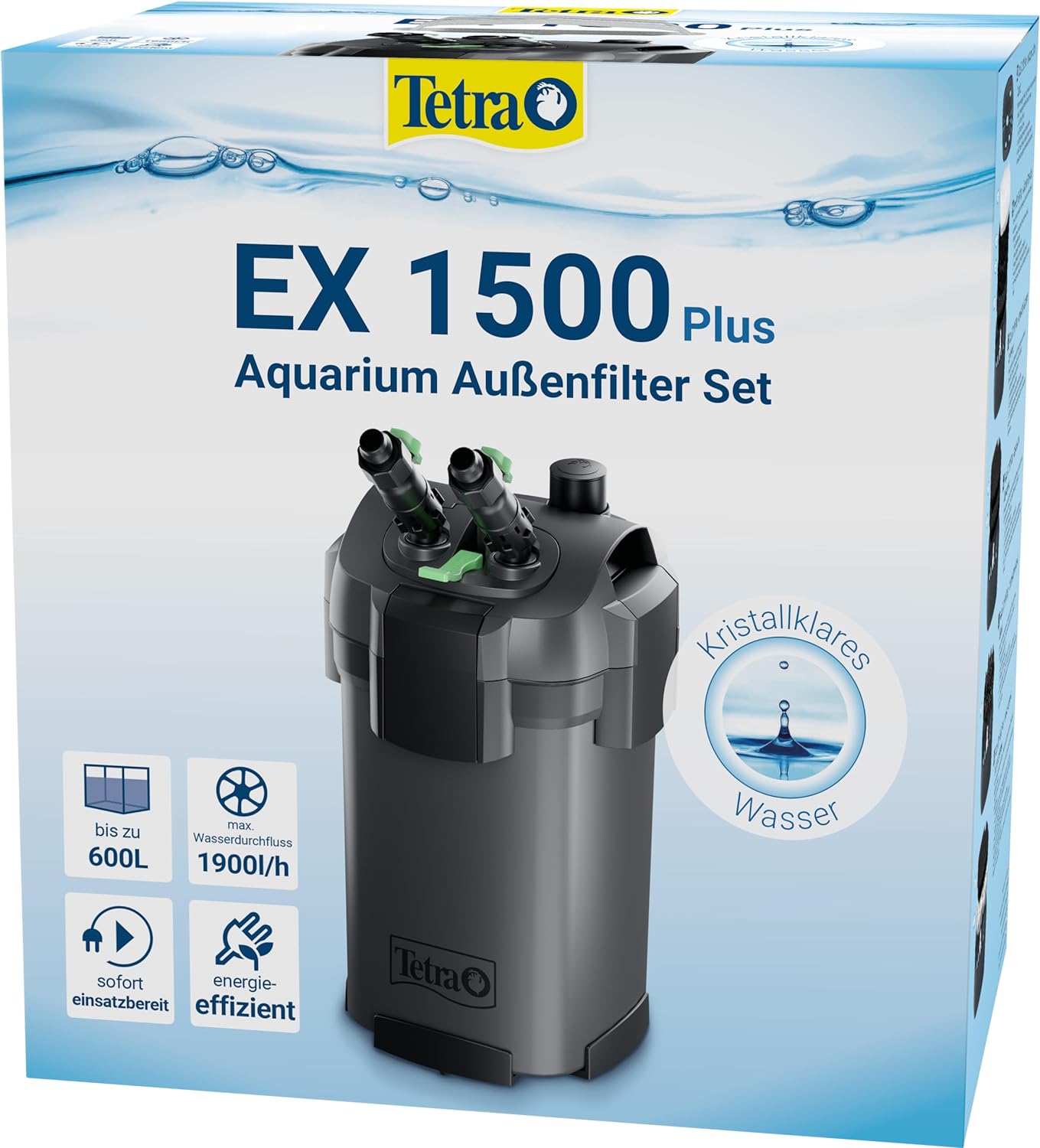Tetra Aquarium External Filter EX 1500 Plus - Powerful Filter for Aquariums up to 600 L, Creates Crystal Clear Fish-Friendly Water, Indoor